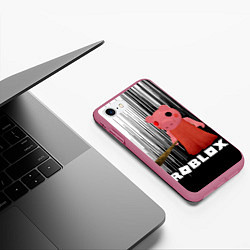 Чехол iPhone 7/8 матовый Roblox Piggy, цвет: 3D-малиновый — фото 2