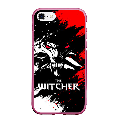 Чехол iPhone 7/8 матовый The Witcher / 3D-Малиновый – фото 1