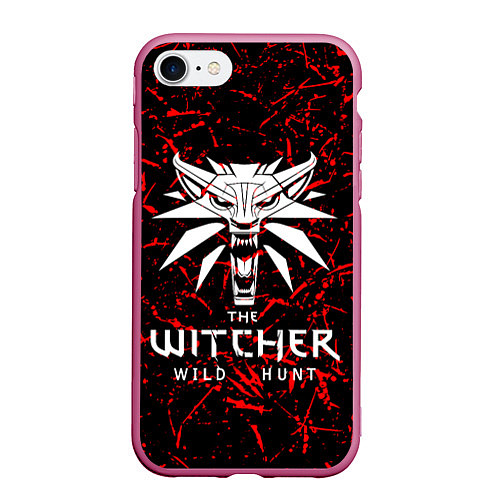 Чехол iPhone 7/8 матовый The Witcher / 3D-Малиновый – фото 1