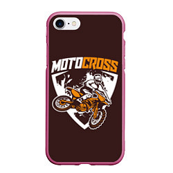 Чехол iPhone 7/8 матовый Motorcross Z, цвет: 3D-малиновый