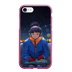 Чехол iPhone 7/8 матовый Зима, цвет: 3D-малиновый