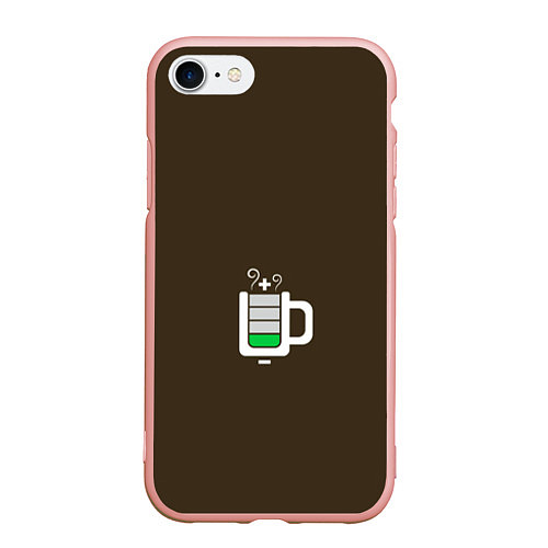 Чехол iPhone 7/8 матовый Батарейка заряд чашка кофе / 3D-Светло-розовый – фото 1