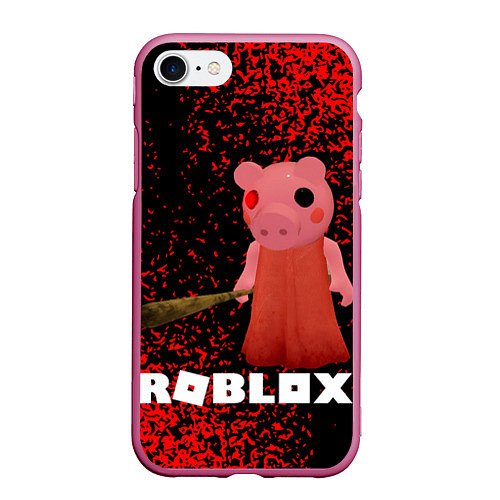 Чехол iPhone 7/8 матовый Roblox Piggy / 3D-Малиновый – фото 1