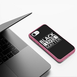 Чехол iPhone 7/8 матовый Black lives matter Z, цвет: 3D-малиновый — фото 2