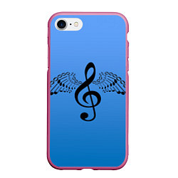Чехол iPhone 7/8 матовый Скрипичный ключ и крылья ноты