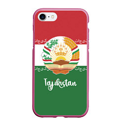 Чехол iPhone 7/8 матовый Таджикистан, цвет: 3D-малиновый