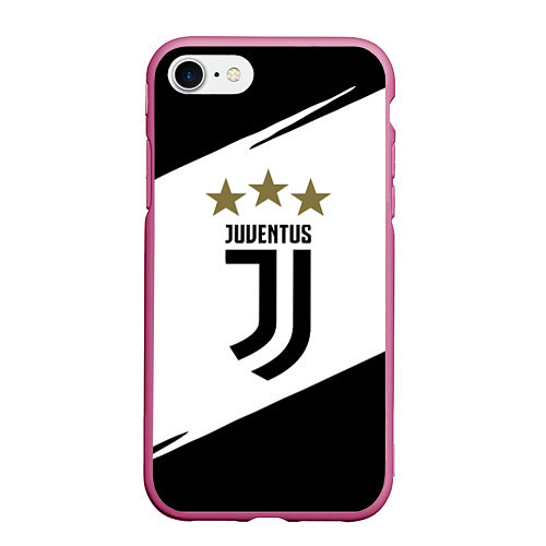 Чехол iPhone 7/8 матовый JUVENTUS / 3D-Малиновый – фото 1