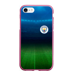 Чехол iPhone 7/8 матовый MANCHESTER CITY, цвет: 3D-малиновый