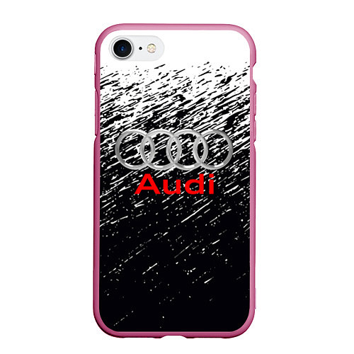 Чехол iPhone 7/8 матовый AUDI / 3D-Малиновый – фото 1