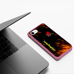 Чехол iPhone 7/8 матовый CYBERPUNK 2077, цвет: 3D-малиновый — фото 2