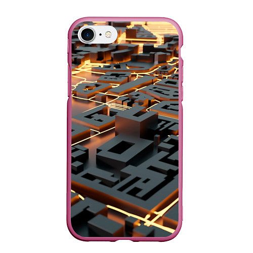 Чехол iPhone 7/8 матовый 3D абстрактная схема / 3D-Малиновый – фото 1