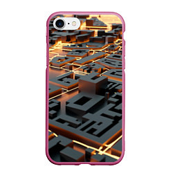 Чехол iPhone 7/8 матовый 3D абстрактная схема, цвет: 3D-малиновый