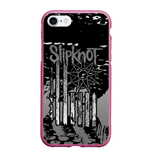 Чехол iPhone 7/8 матовый Slipknot / 3D-Малиновый – фото 1