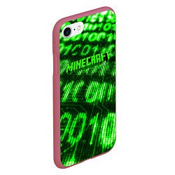 Чехол iPhone 7/8 матовый MINECRAFT, цвет: 3D-малиновый — фото 2