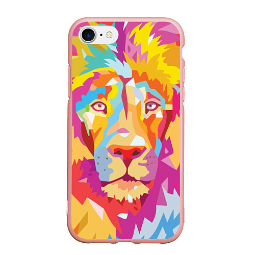 Чехол iPhone 7/8 матовый Акварельный лев / 3D-Светло-розовый – фото 1