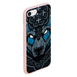 Чехол iPhone 7/8 матовый Дикий медведь с узорами славянский, цвет: 3D-светло-розовый — фото 2