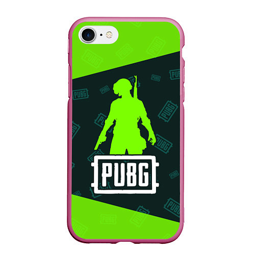 Чехол iPhone 7/8 матовый PUBG ПАБГ / 3D-Малиновый – фото 1