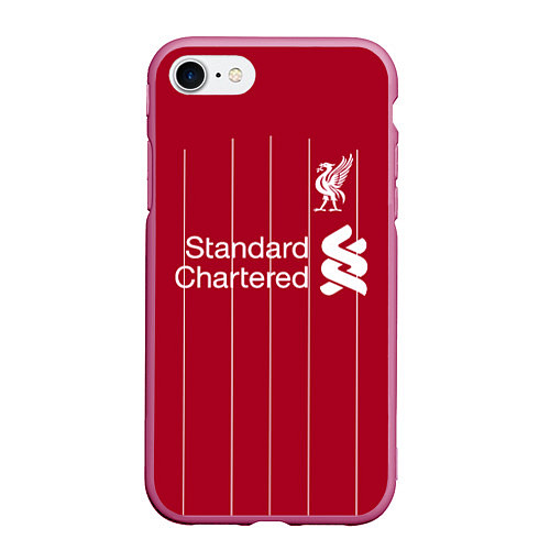 Чехол iPhone 7/8 матовый Liverpool FC / 3D-Малиновый – фото 1