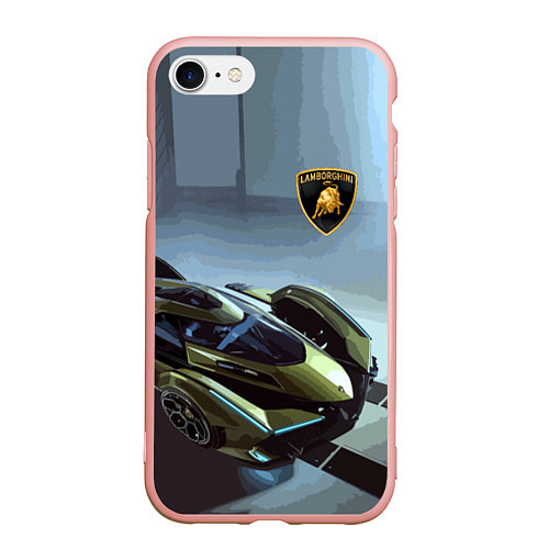 Чехол iPhone 7/8 матовый Lamborghini - motorsport extreme / 3D-Светло-розовый – фото 1