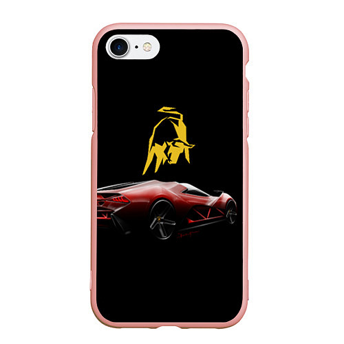 Чехол iPhone 7/8 матовый Lamborghini - motorsport / 3D-Светло-розовый – фото 1