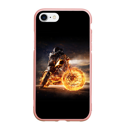 Чехол iPhone 7/8 матовый Fire racer / 3D-Светло-розовый – фото 1