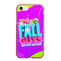 Чехол iPhone 7/8 матовый Fall Guys, цвет: 3D-малиновый