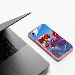 Чехол iPhone 7/8 матовый Brawl Stars Макс и Вольт, цвет: 3D-баблгам — фото 2