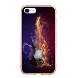 Чехол iPhone 7/8 матовый Гитара огня, цвет: 3D-светло-розовый
