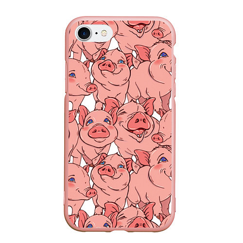Чехол iPhone 7/8 матовый Свиньи / 3D-Светло-розовый – фото 1