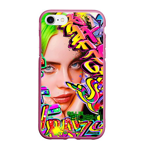 Чехол iPhone 7/8 матовый Billie Eilish / 3D-Малиновый – фото 1