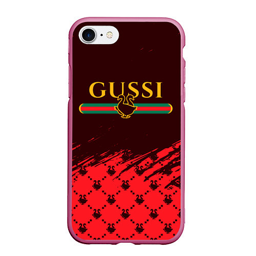 Чехол iPhone 7/8 матовый GUSSI ГУСИ / 3D-Малиновый – фото 1