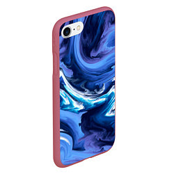 Чехол iPhone 7/8 матовый Абстрактные волны, цвет: 3D-малиновый — фото 2
