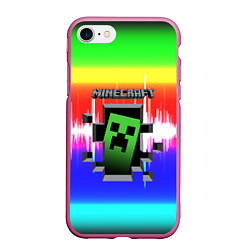 Чехол iPhone 7/8 матовый Minecraft S, цвет: 3D-малиновый