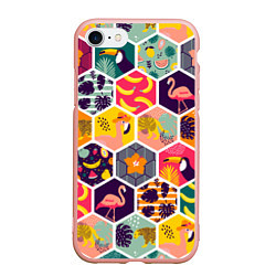 Чехол iPhone 7/8 матовый Тропические соты, цвет: 3D-светло-розовый