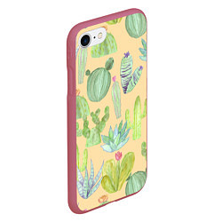 Чехол iPhone 7/8 матовый Кактусы в пустыне, цвет: 3D-малиновый — фото 2