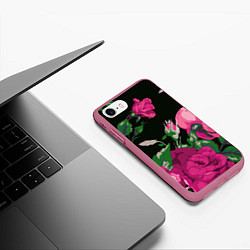 Чехол iPhone 7/8 матовый Розы, цвет: 3D-малиновый — фото 2