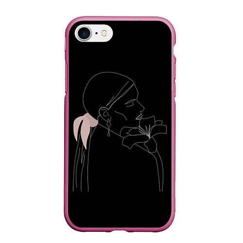 Чехол iPhone 7/8 матовый Минимализм женщина с цветком / 3D-Малиновый – фото 1