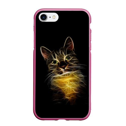 Чехол iPhone 7/8 матовый Дымчато-световой кот / 3D-Малиновый – фото 1