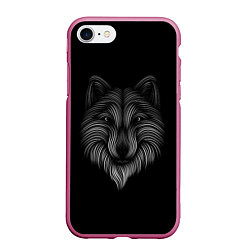 Чехол iPhone 7/8 матовый Wolf, цвет: 3D-малиновый