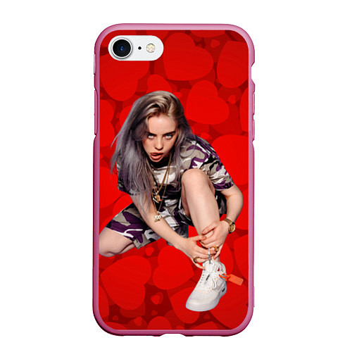 Чехол iPhone 7/8 матовый Billie Eilish Билли Айлиш / 3D-Малиновый – фото 1