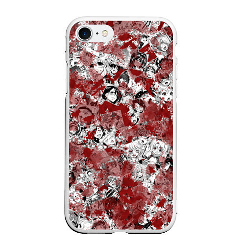Чехол iPhone 7/8 матовый Кровавый ахегао / 3D-Белый – фото 1