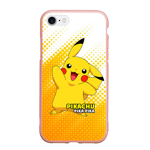 Чехол iPhone 7/8 матовый Pikachu Pika Pika / 3D-Светло-розовый – фото 1