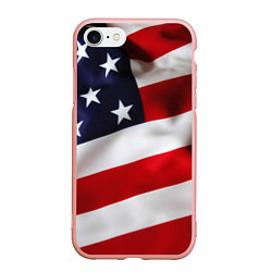 Чехол iPhone 7/8 матовый США USA, цвет: 3D-светло-розовый