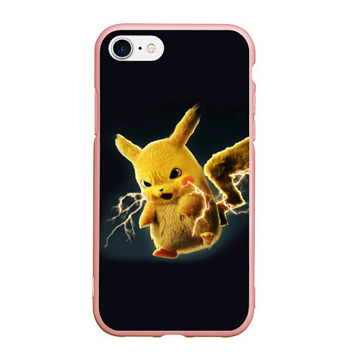 Чехол iPhone 7/8 матовый Pikachu Pika Pika / 3D-Светло-розовый – фото 1