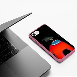 Чехол iPhone 7/8 матовый Among Us, цвет: 3D-малиновый — фото 2