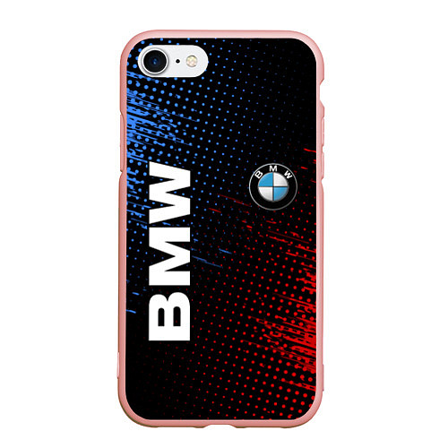 Чехол iPhone 7/8 матовый BMW ТЕКСТУРА / 3D-Светло-розовый – фото 1