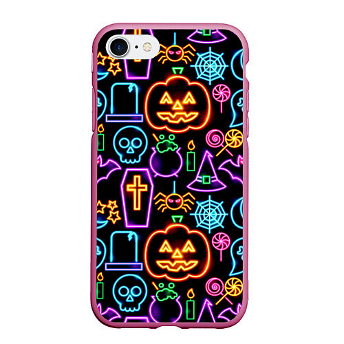 Чехол iPhone 7/8 матовый Halloween / 3D-Малиновый – фото 1