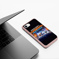 Чехол iPhone 7/8 матовый Minecraft Dungeons, цвет: 3D-светло-розовый — фото 2