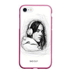 Чехол iPhone 7/8 матовый Billie Eilish карандаш, цвет: 3D-малиновый