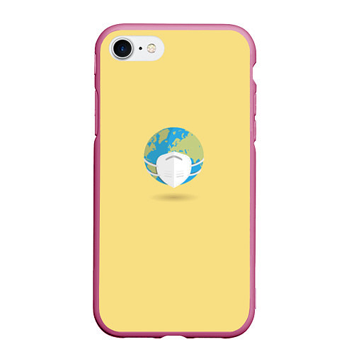 Чехол iPhone 7/8 матовый Земля в маске / 3D-Малиновый – фото 1